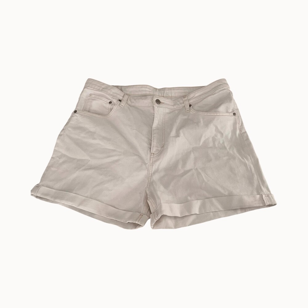 H&M White Denim Shorts Womens Size 18 High Rise Stretch